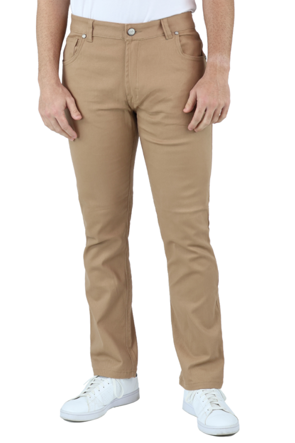 Pantalón De Gabardina Algodón Corte Slim Fit Color Caki Para Caballero